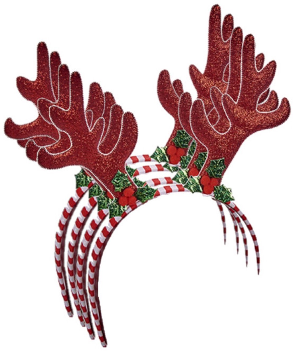 Rendier diadeem - 4x - 24 cm - gewei - haarband - kerst - kinderen en volwassenen