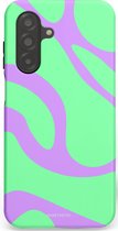 Casetastic hoesje geschikt voor Samsung Galaxy A26 - Dubbellaagse bescherming - Pastelgolven Mint-Lila - Fashion Case - Groen Lavendel