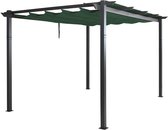 Aluminium pergola MCW-N93, tuinpaviljoen tuin, stabiele 8cm frame schuifdak UV50 + 3x4m ~ groen