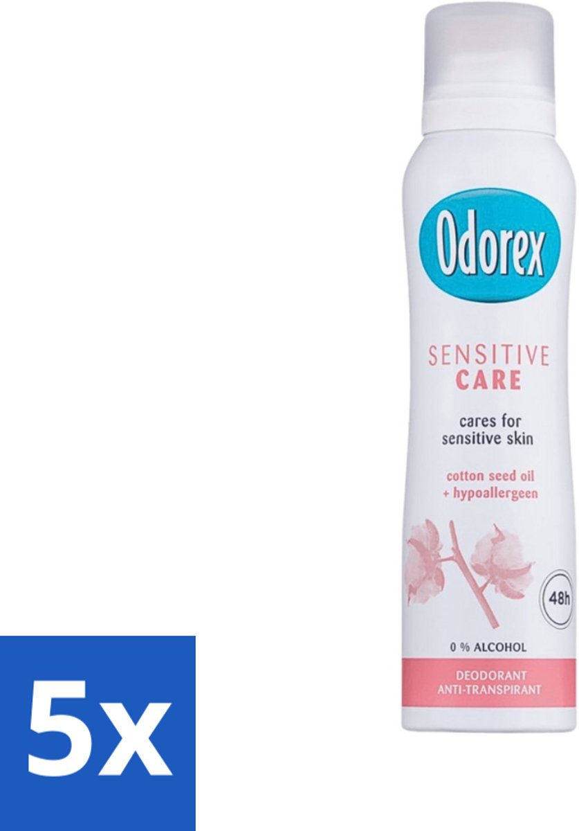 5 x Odorex Deodorant Spray Sensitive Care 150 ml - Gevoelige Huid - Deodorant Spray - Zachte Huid - Alcoholvrij - Bisabolol