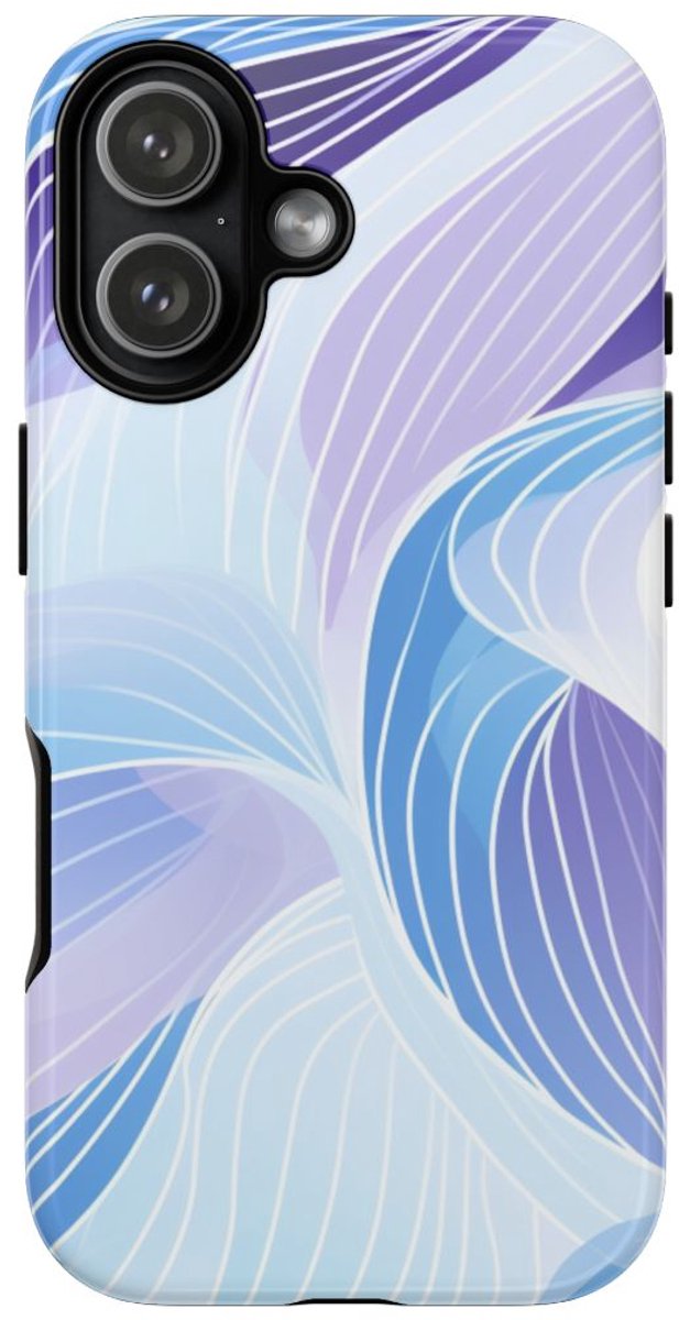 Blauw-Paarse Abstracte Golfpatronen – Telefoonhoesje Geschikt voor iPhone 17
