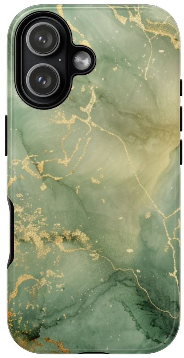 Groene en Gouden Marmer Abstract – Telefoonhoesje Geschikt voor iPhone 17