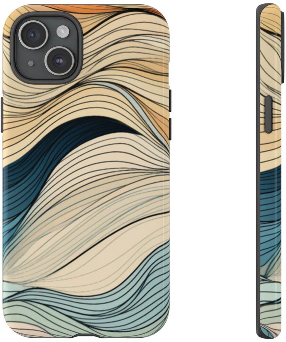 Vloeiende Abstracte Herfstgolven – Telefoonhoesje Geschikt voor iPhone 15 Plus