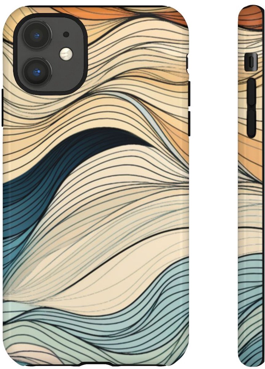 Vloeiende Abstracte Herfstgolven – Telefoonhoesje Geschikt voor iPhone 11
