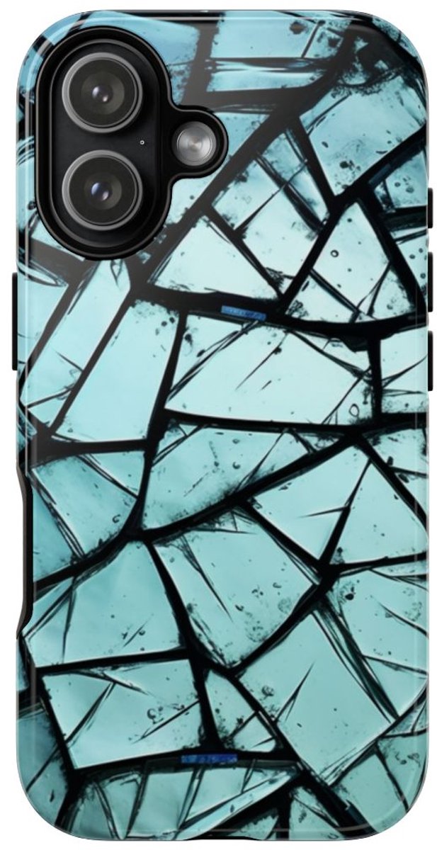 Blauw Gebroken Glaspatroon – Telefoonhoesje Geschikt voor iPhone 17
