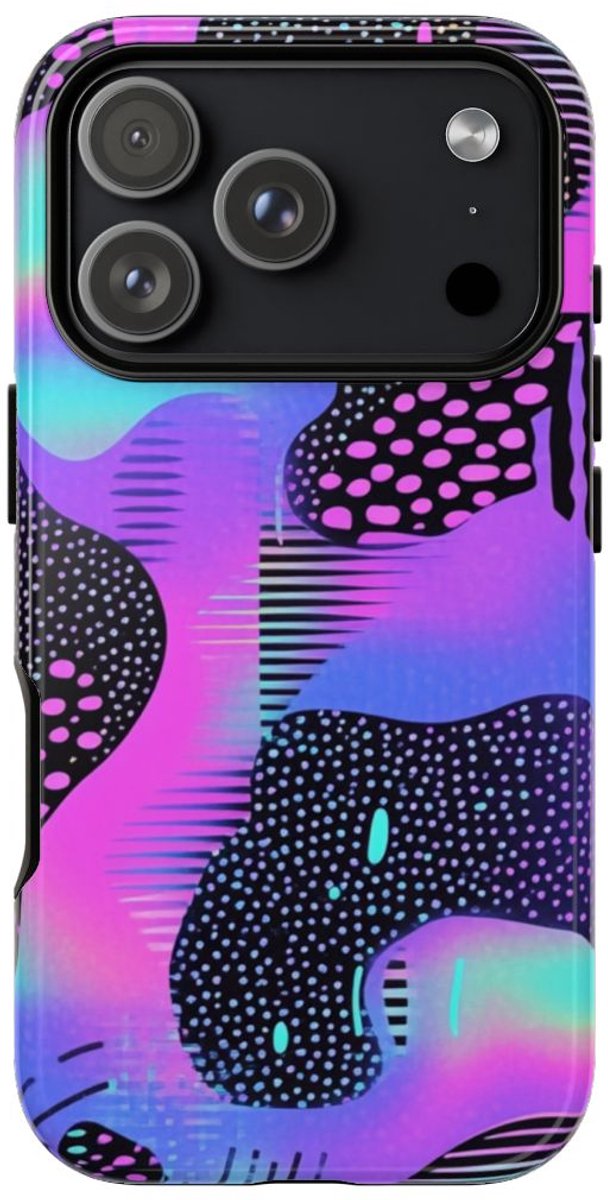 Abstract Neon Vaporwave Patroon – Telefoonhoesje Geschikt voor iPhone 17 Pro