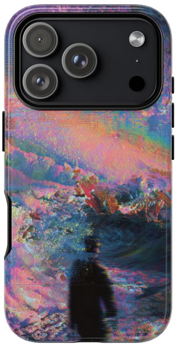 Abstracte Kleurrijke Kosmische Scene met Silhouet – Telefoonhoesje Geschikt voor iPhone 17 Pro