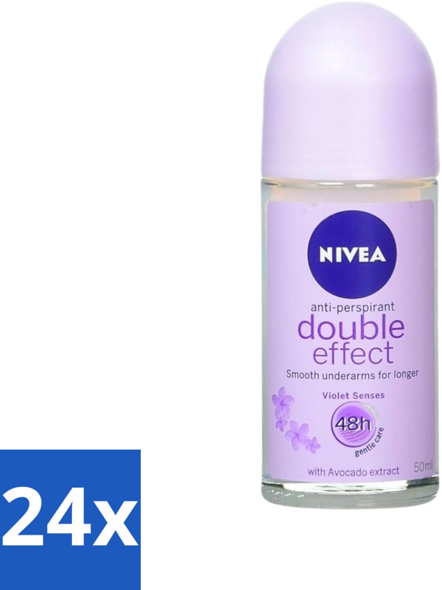 24 x Nivea - Double Effect - Deodorant Roller - 48 Uur Lang Werkend - 50 ml - NIVEA Deodorant Roller - Anti-transpirant - 48 Uur Bescherming - Dubbele Werking - Okselhuid Verzorging
