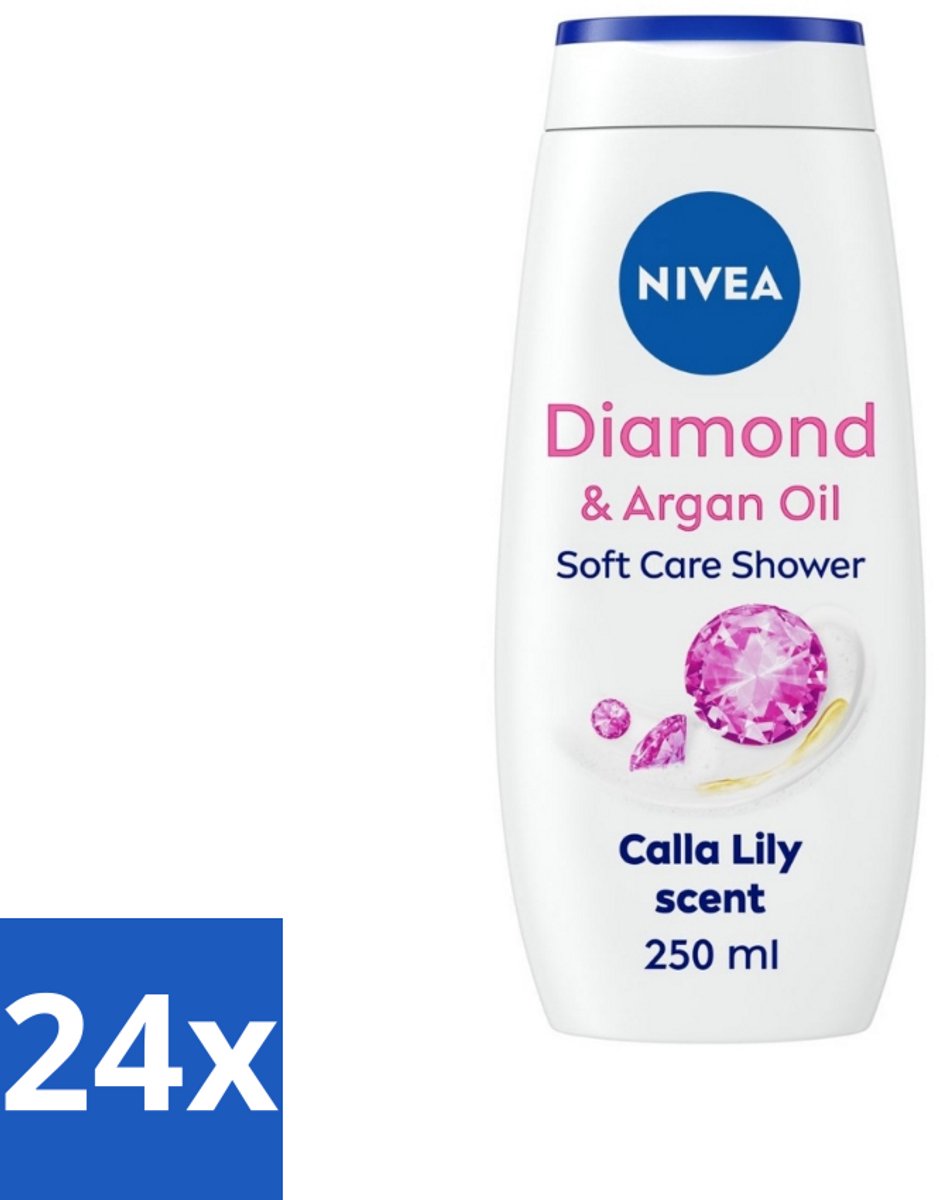 24 x Nivea - Diamond Touch Douchegel - Sensuele Leliegeur - 250 ml - Douchegel - Diamantpoeder - Witte Aronskelk - Hydratatie - Luxe Douchegel