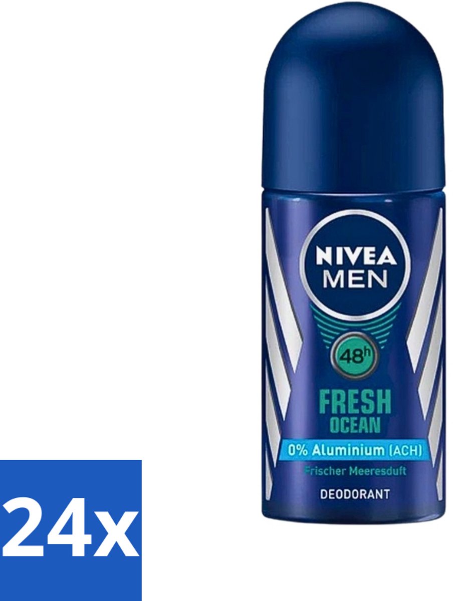24 x Nivea - Men - Deodorant - Roller - Fresh Ocean - 50 ml - NIVEA MEN - Deodorant Roller - Frisheid - Oceaangeur - Zweetbescherming
