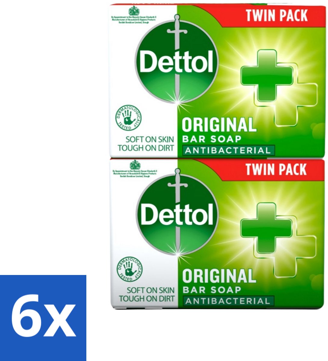 Dettol - Zeeptablet - Origineel - Antibacterieel - 2x 100g Zeeptabletten - Voordeelverpakking - 6 stuks