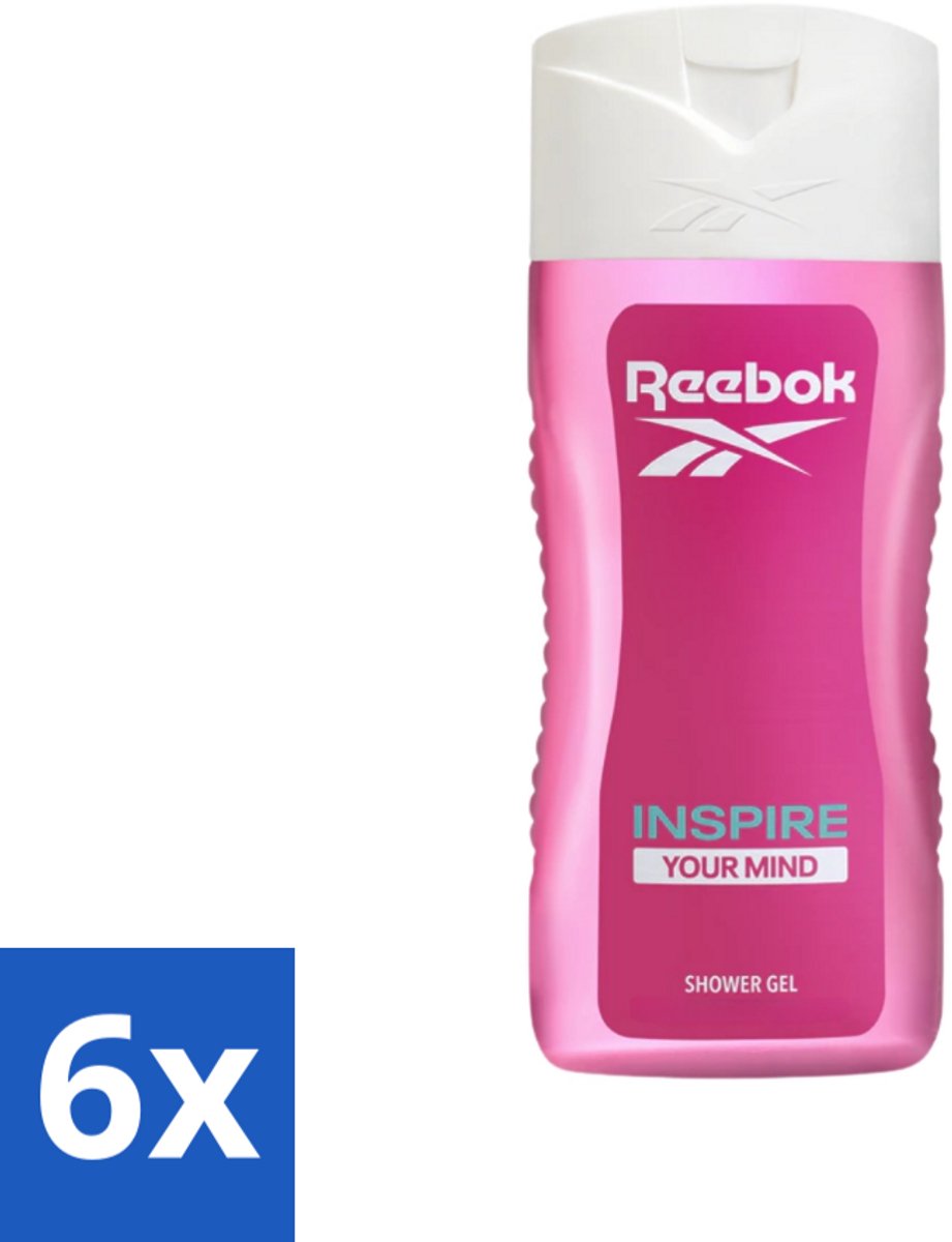 6 x Reebok - Inspire Your Mind - Douchegel - 400 ml - Douchegel - Douchegel Vrouw - Verfrissende Geur - Inspirerende Geur - Huidverzorging