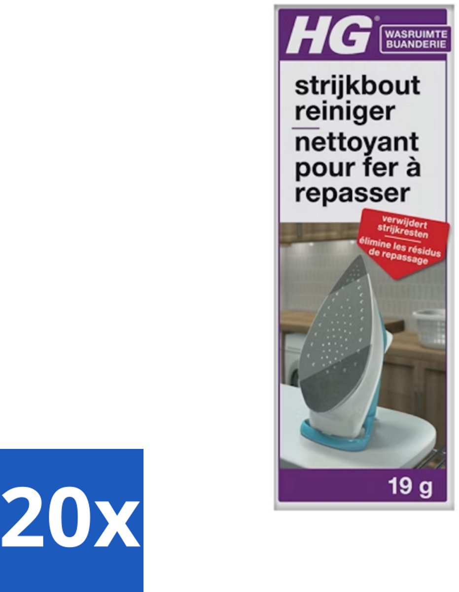 20 x HG Strijkbout Reiniger 50 gr - Strijkbout Reinigen - Strijkresten Verwijderen - Strijkbout Schoonmaken - Strijkbout Reinigen - Strijkbout Aanslag Verwijderen