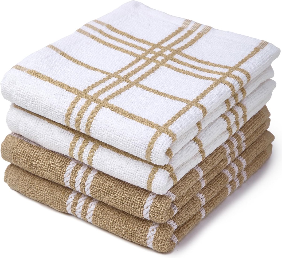 Multifunctionele Katoenen Keukendoeken en Vaatdoeken Set - 61 x 41 cm - 4 Stuks Beige