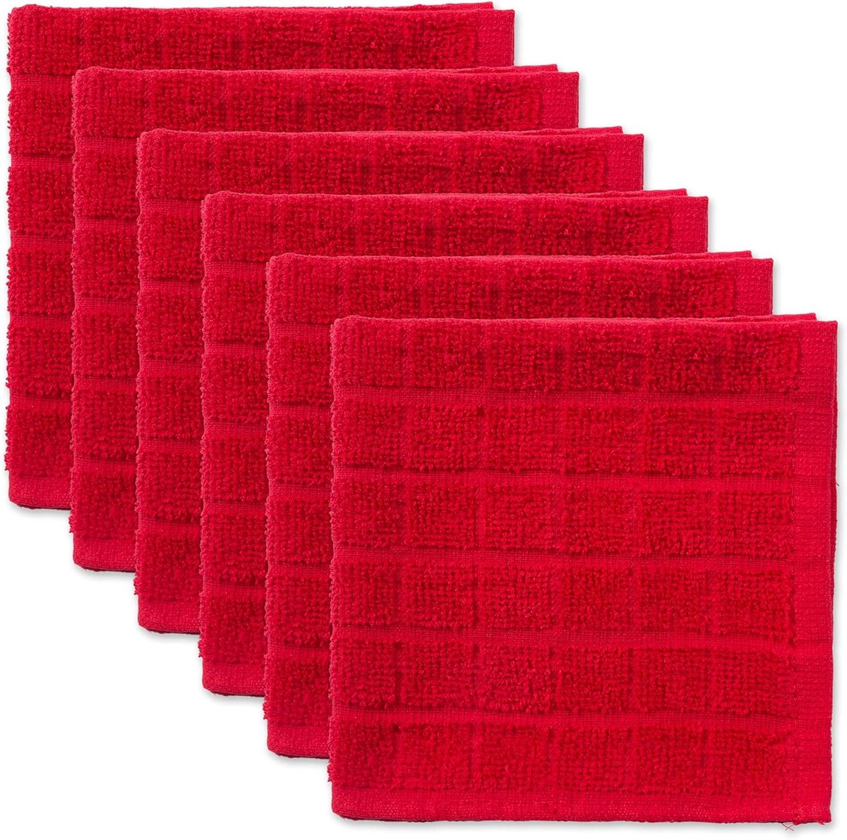 Set van 6 Katoenen Vaatdoeken in Ruitdesign, 30,5 x 30,5 cm