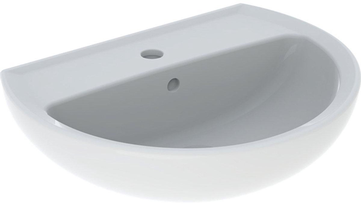 Geberit Bastia Wastafel - rond - 55x42cm - kraangat - overloop - wit