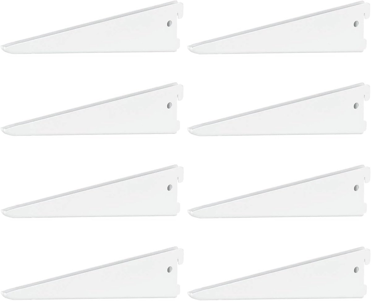 8 x siwitec U-dragers 220 x 50 mm in wit, plankdragers voor een tweerijig plankrailsysteem