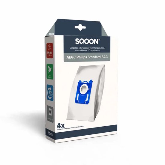 SQOON® Sacs d'aspirateur adaptés à AEG / Electrolux / Philips Standard-BAG