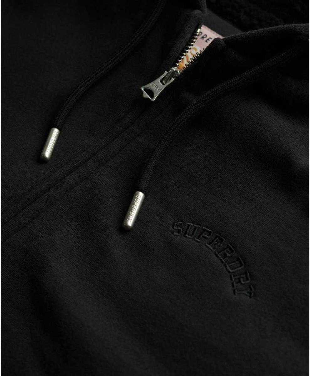 Superdry Hoodie met Borgvoering en Rits Dames Hoodies Zwart