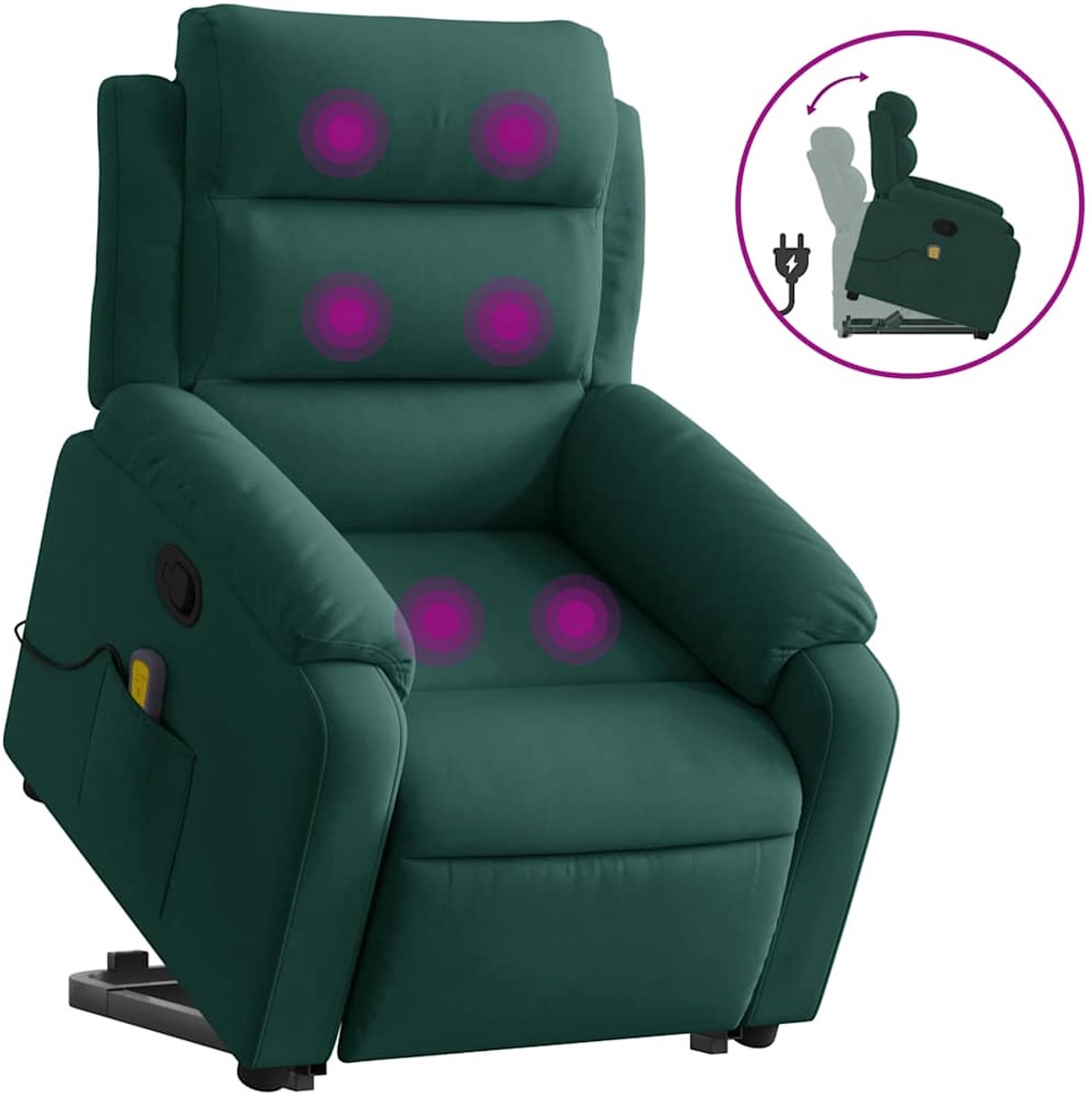 vidaXL Sta-op-massagestoel - verstelbaar - fluweel - donkergroen