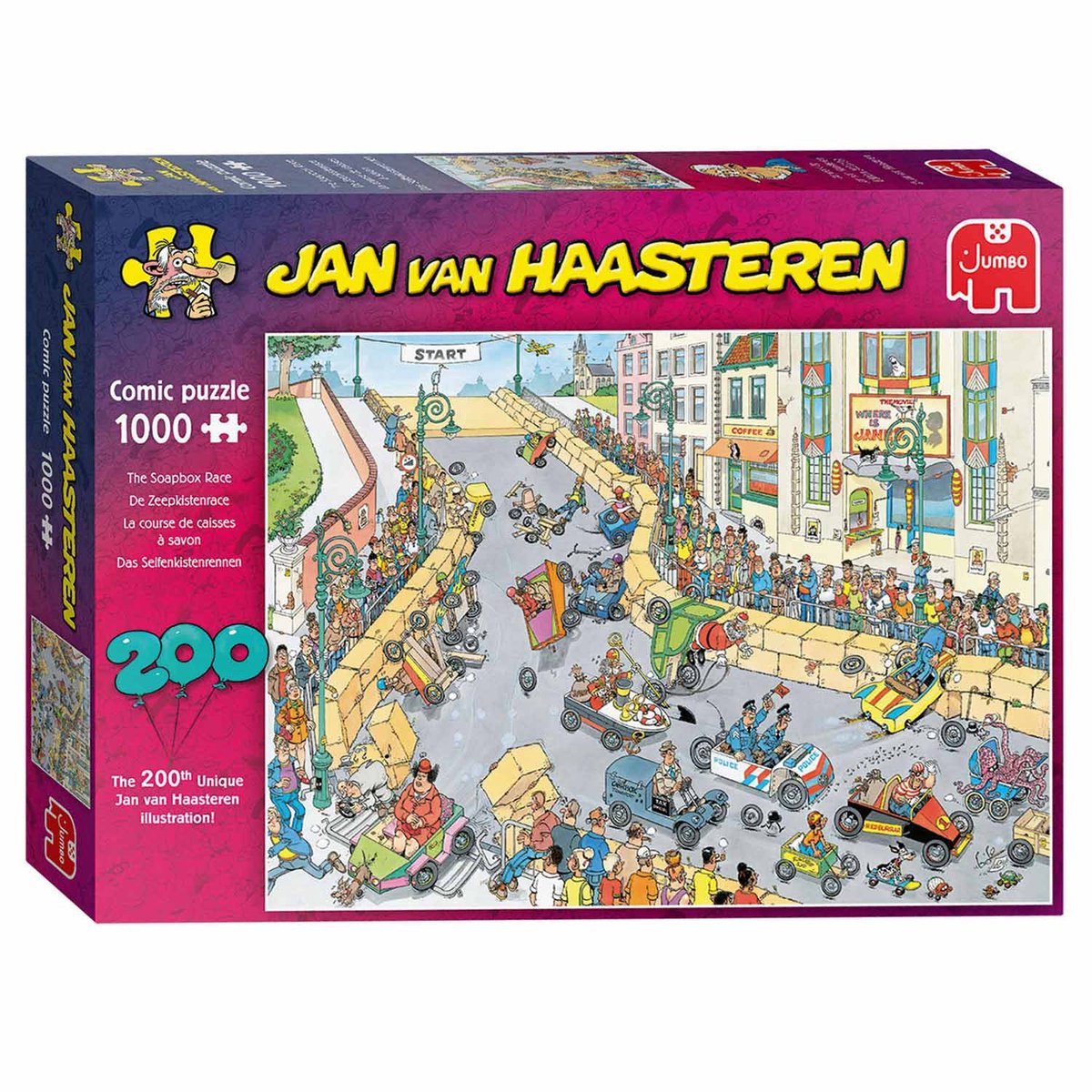 Jan van Haasteren 200ste Legpuzzel - Zeepkisten Race puzzel - 1000 stukjes