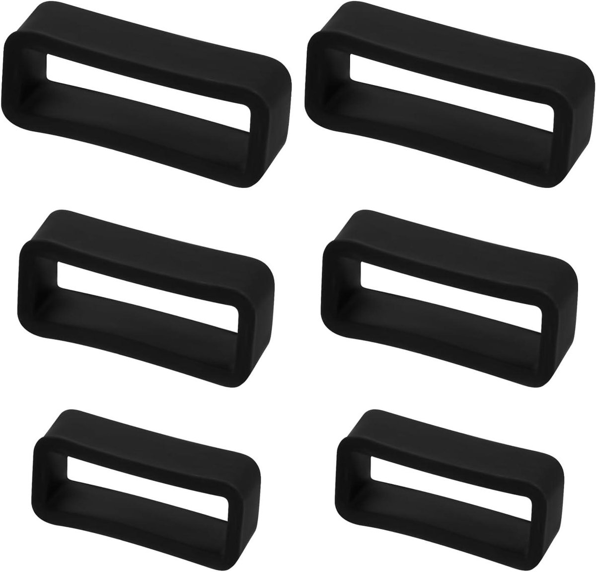 Allecto plus - 6 stuks Siliconen Horlogeband houders - 14mm 16mm 18mm - Vervangende Horlogebandbevestiging - Geschikt voor Slimme Sporthorloges - Zwart