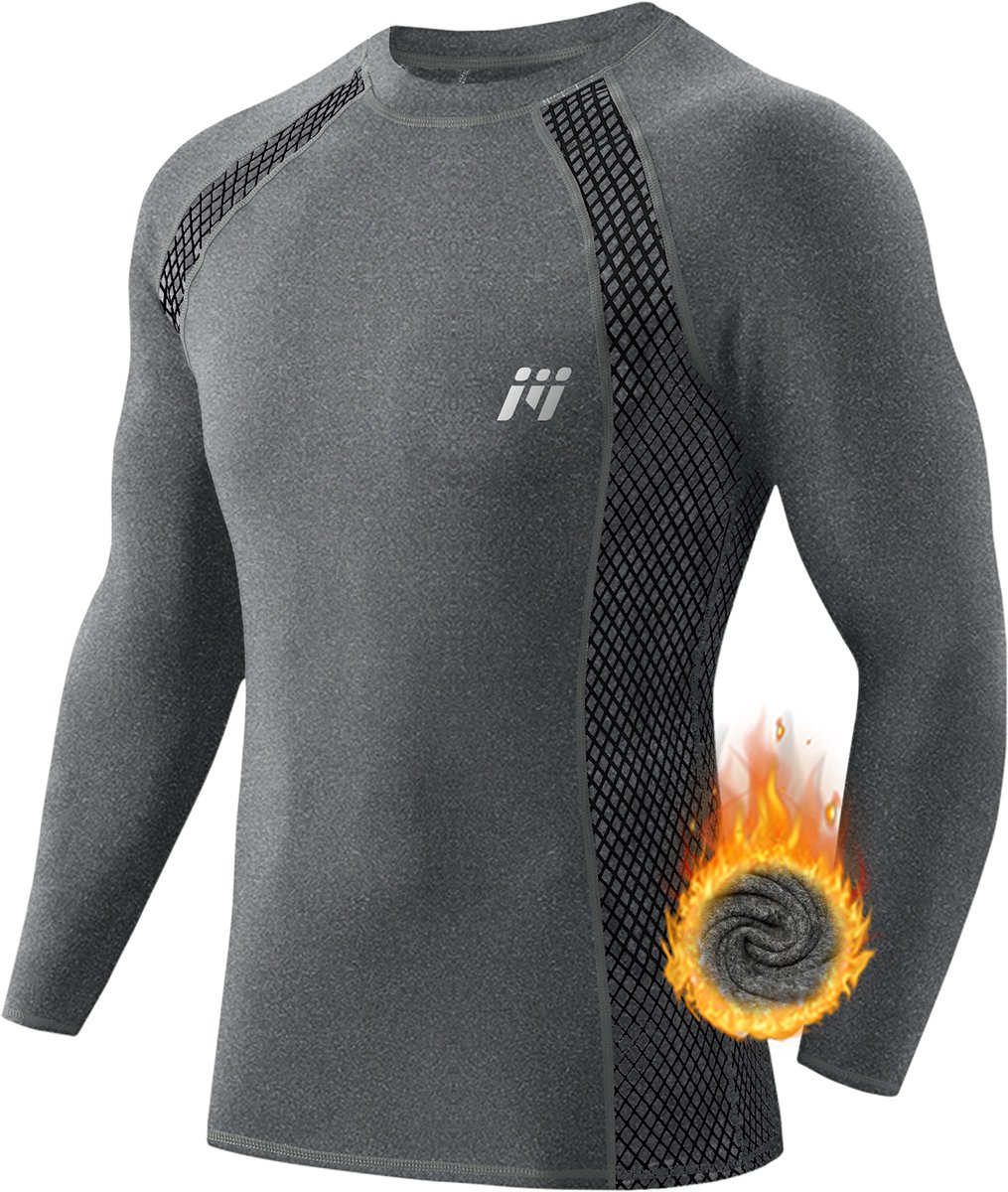 MEETHOO Thermo Shirt met Lange Mouwen voor Heren Thermoshirt-Grijs-XXL