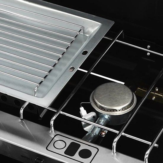 Campingfornuis 3-pits - Draagbare Propaan Gasbrander - 4,5 kW Totaal Vermogen - Piezo-ontsteking - Inclusief Grillrooster, Bakplaat & Windscherm - Outdoor BBQ, Camping, Picknick van Campingfornuis — afbeelding 2