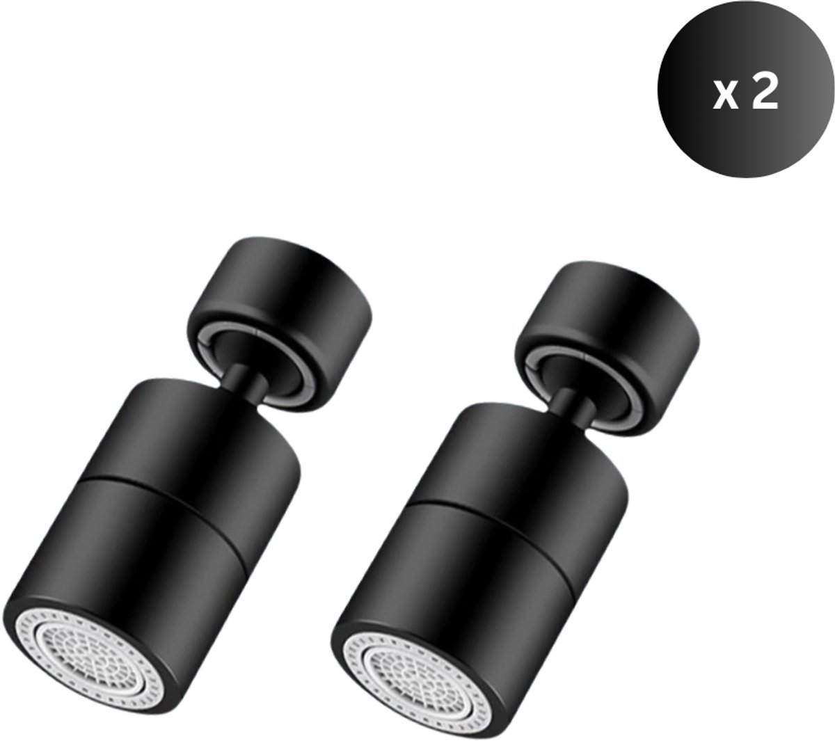 Kaëru® Waterbesparende Kraankop – Draaibaar Ontwerp – 2 Standen Instelbaar – 360° Volledig Draaibaar – Geschikt voor Diverse Krantypes – Zwart