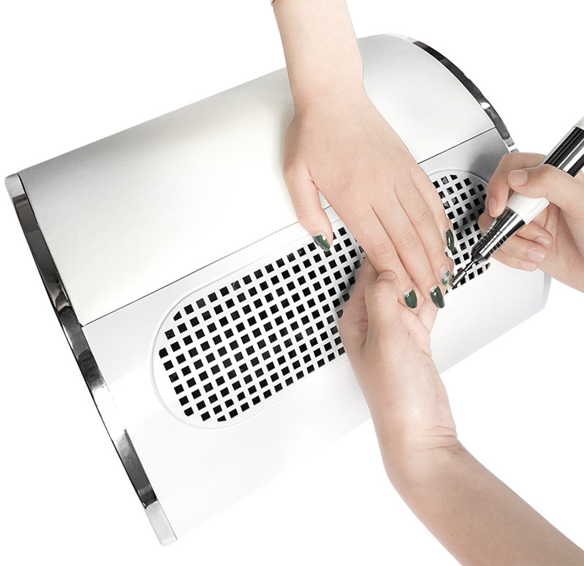 Professionele nagelstofzuiger, nagelstofzuiger met filter en 2 stofzakken, nageltafelstofzuiger voor salon of thuismanicure (wit)