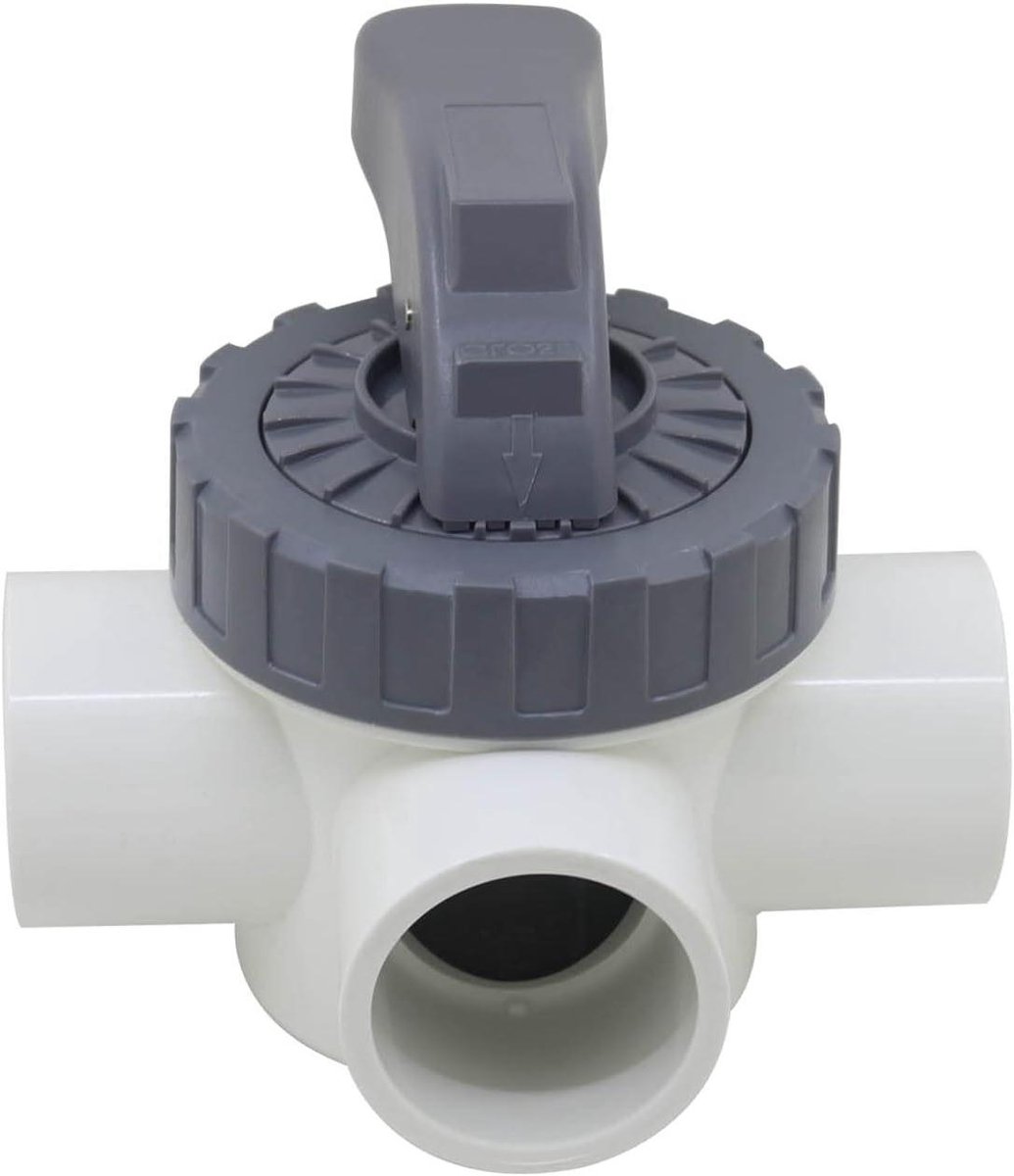 Allecto plus - 3-weg zwembadventiel PVC kogelkraan 50 63mm - zwembadklep voor zwembad - 3 weg omschakelklep