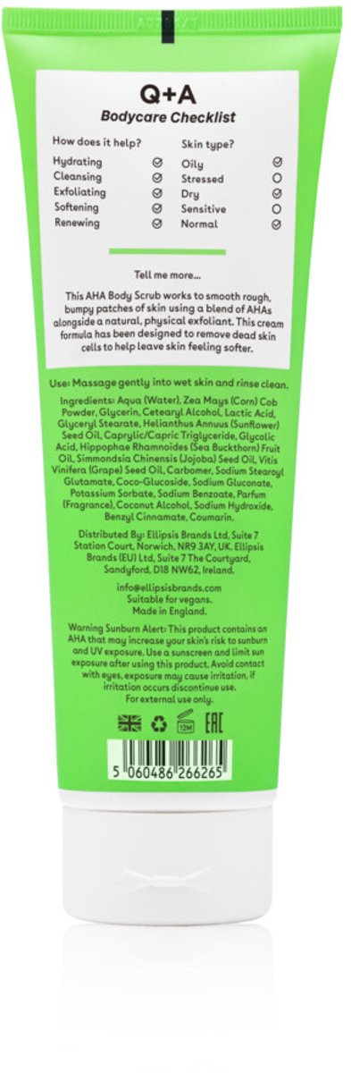 Q+A AHA Exfoliator Body Scrub - 250 ml
