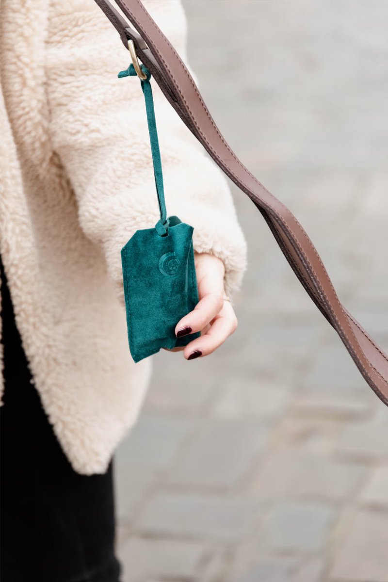 KENTUCKY Velvet Pooh bag pocket / Poepzakhouder - Microvezelfluweel - Emerald - Inclusief rolletje kleine poepzakjes