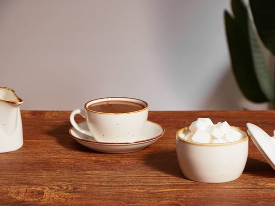Cosumy Cappuccino Kopjes Set 6 Stuks met Schoteltjes – Koffiekopjes Keramiek Kleurrijk – Houdt Langer Warm – Vaatwasmachinebestendig – Koffie Kopjes & Koffiekopje Modern – –180ml