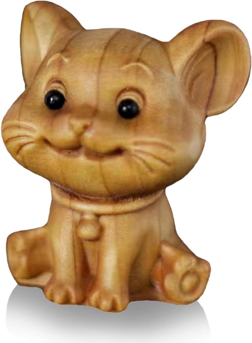 JHubers Goods - Houten standbeeld Rat, Muisfiguur ornament voor Home Decor met Leuke Kleine Muis Decoratie