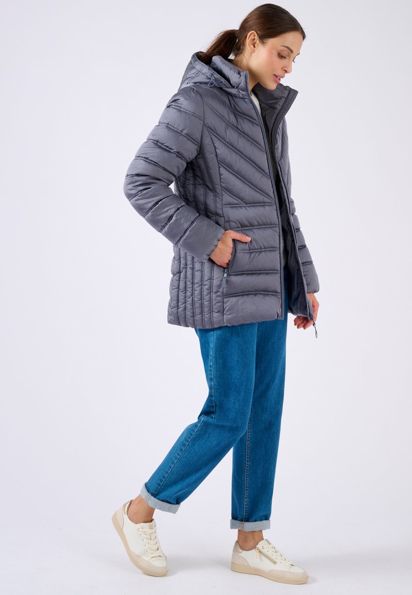 Damart - Stoffen Thermolactyl parka met reliëf - Dames - Grijs - 54-56 (XXL)
