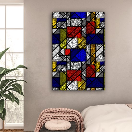 Peintures sur toile Mondrian - Glas - Oude Meesters - 80x120 cm - Décoration murale
