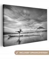 Peinture sur toile - Homme - Pêche - Filet de pêche - Mer - Ciel - Photo sur toile - Canvasdoek - 60x40 cm - Peintures sur toile