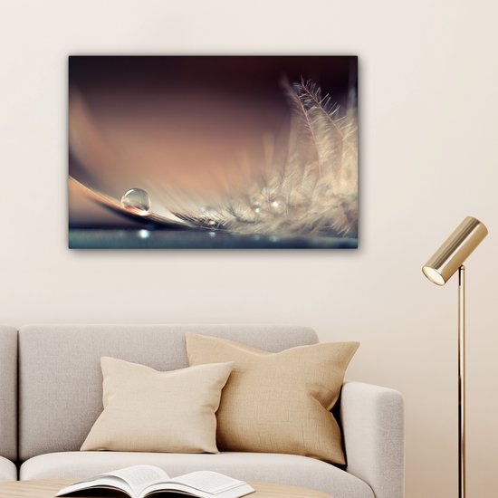 Peinture sur toile - Plume - Water - Abstrait - Peinture sur toile - Toile salon - Décoration murale - 90x60 cm