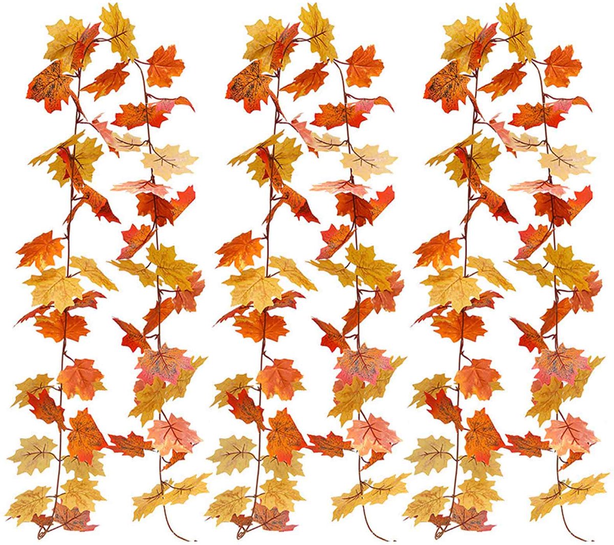 longziming 3 Stuks Kunstmatige Herfst Esdoornblad Slinger - 2 m - Zijde Bladeren - Kunstmatige Herfst Slinger - Herfst Decoratie voor Huis en Tuin