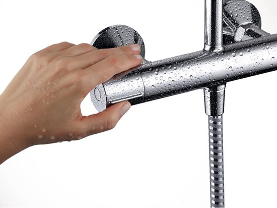 Set de douche Showerpipe 200 avec thermostat, noir mat