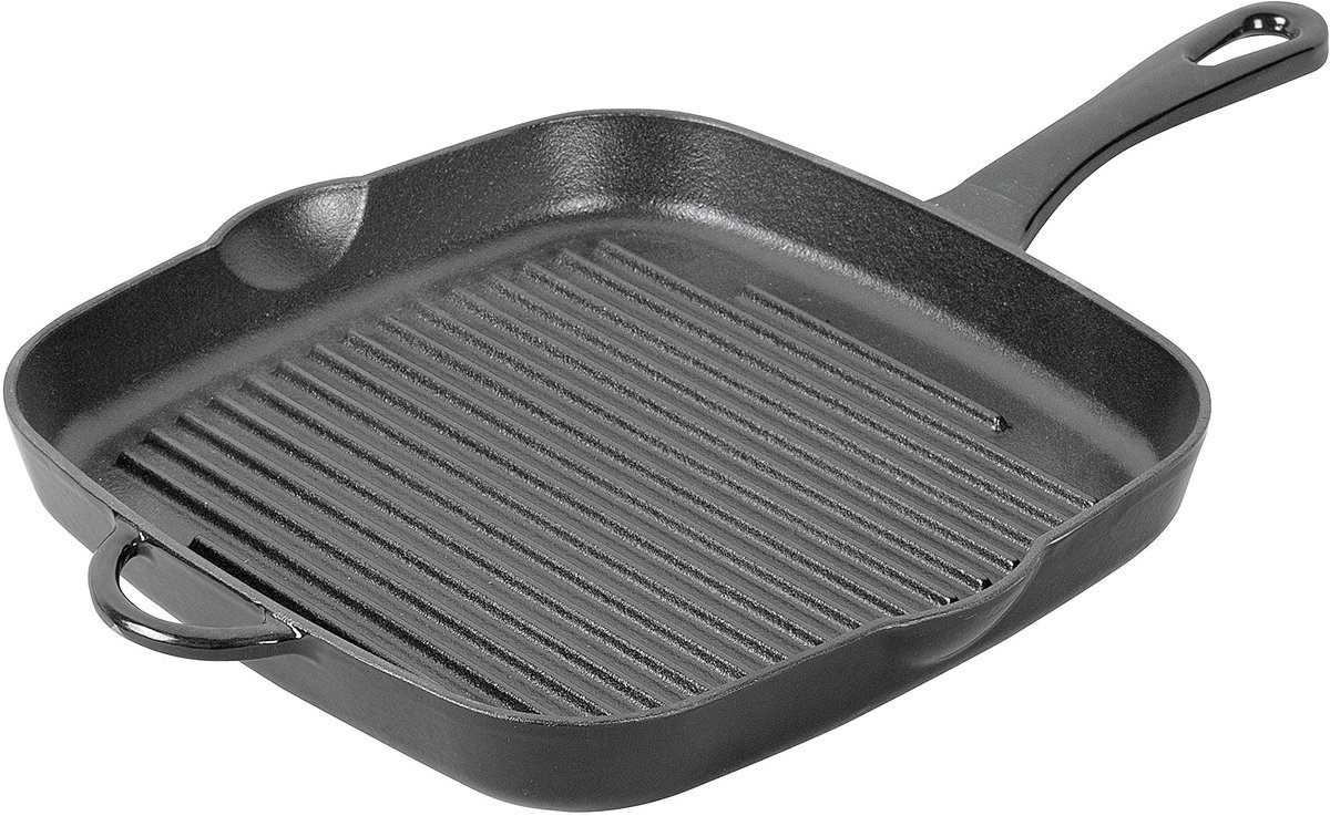 Ibenzoa® Gietijzeren Grillpan met Emaille voor Inductie en Ovengebruik