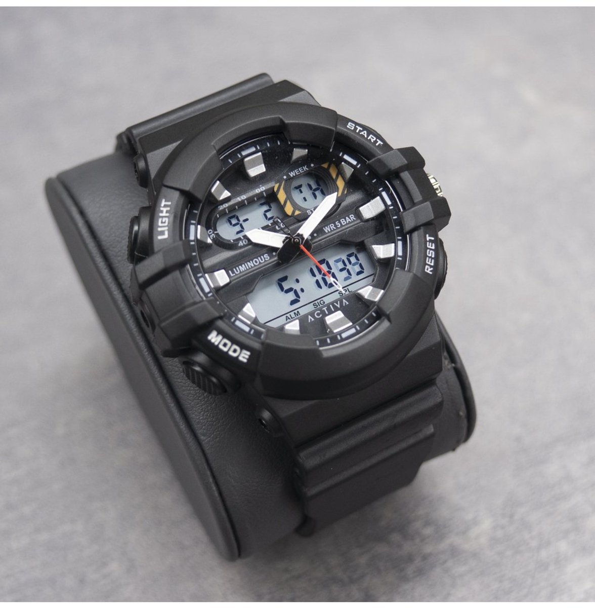 Activa x Invicta Digital ACW496-001 Heren Horloge - Waterdicht - Digitaal - Quartz Uurwerk - Plastic met zwarte Wijzerplaat - 50mm