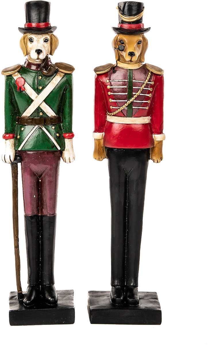 Goodwill Hond Soldaat Goud-Rood-Groen H 23 cm Let op prijs per stuk