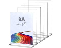 Thelau - Tafelstandaard A6 6 stuks plexiglas acryl display standaard reclamestandaard prijskaarten transparant voor reclame menukaart brochures 15 x 10 cm