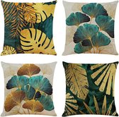 Tuinkussens voor buiten, 45 x 45 cm, tropische planten, set van 4