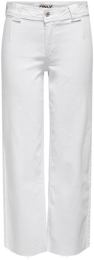 Witte ONLY wide leg jeans met rafels aan de onderkant en een hoge taille.