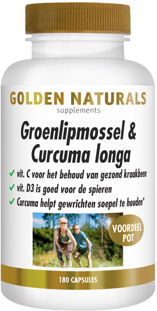 Golden Naturals - Groenlipmossel & Curcuma longa - 2 x 180 capsules - Voordeelverpakking
