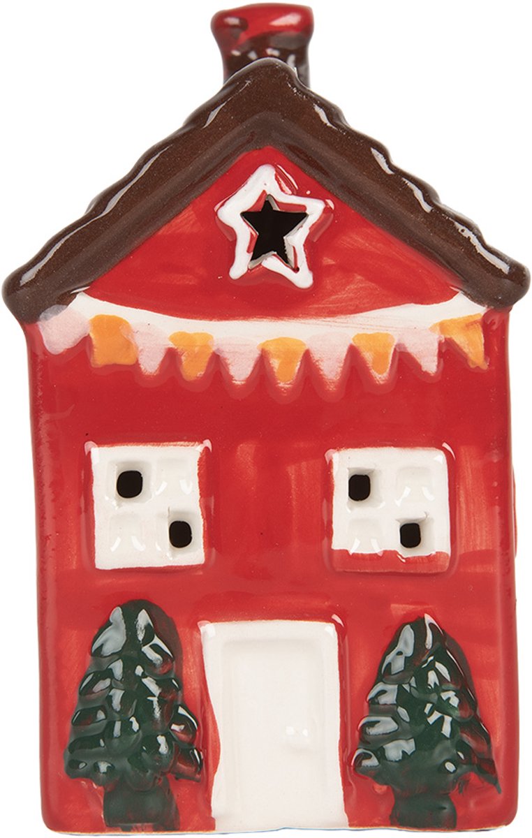 Decoratie Huis met LED LED 6x6x11 cm Rood Keramiek
