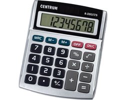 Centrum Rekenmachine/calculator - zilver - 13 x 10 - voor school of kantoor - 8 digits - calculator